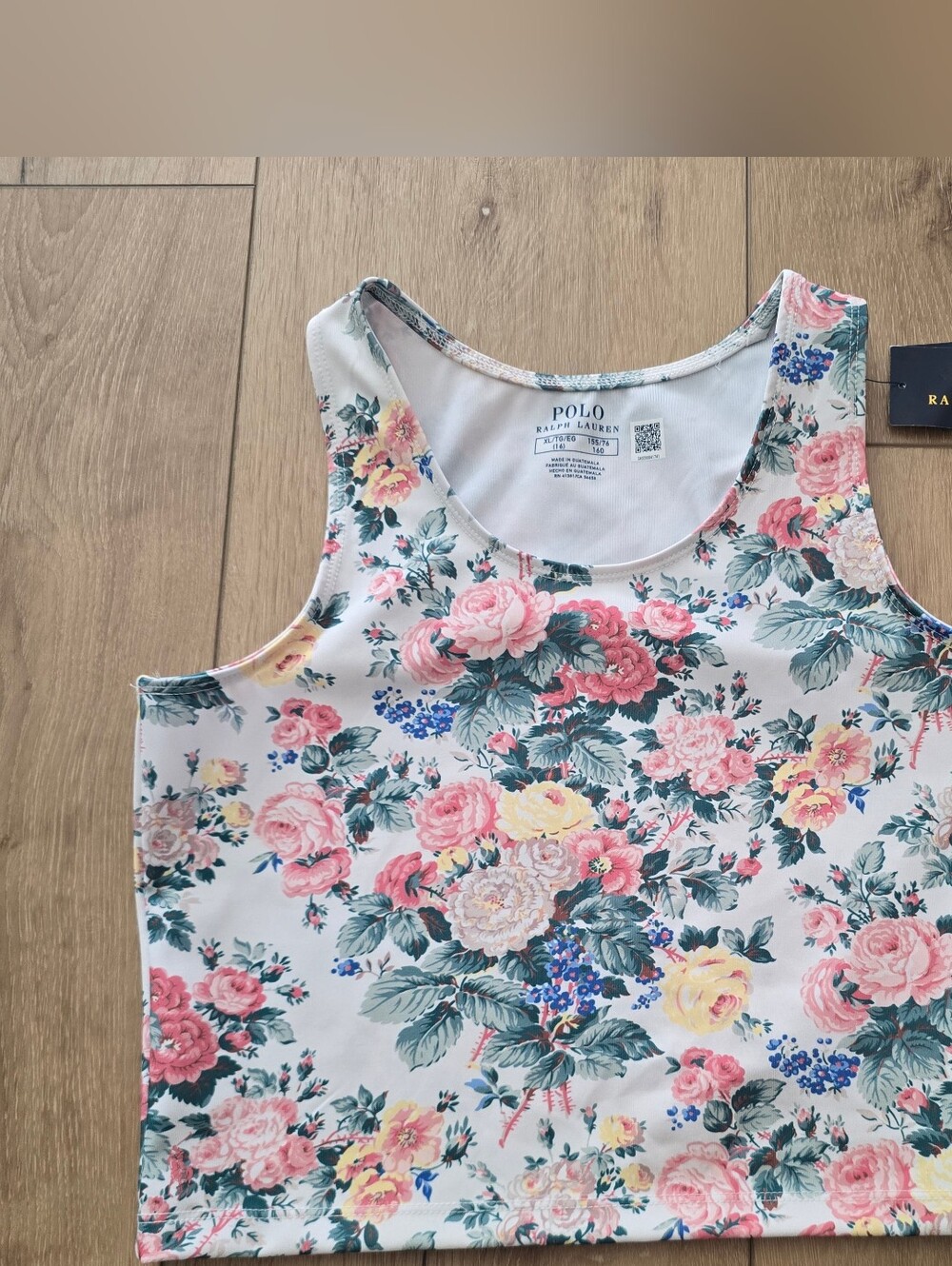 Polo Ralph Lauren Multicolor Floral Shirt Crop Top Cropped Sleeveless XL 16
